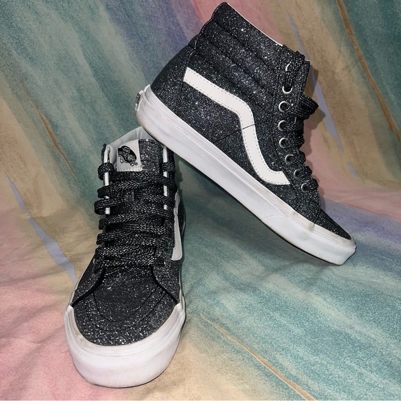 Vans SK8-Hi Reissue women’s size 8.5 Shoes Lurex Glitter-Black - Picture 3 of 9